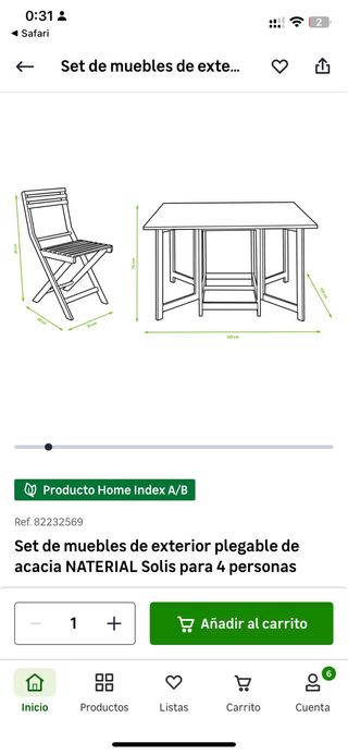 Mesa y 4 sillas de exterior de madera