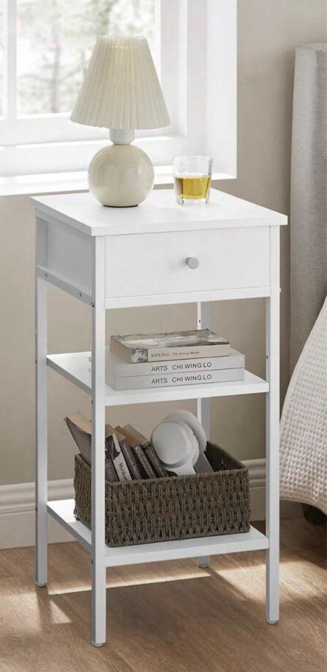 Mesita de noche blanca 35x35x70 cm