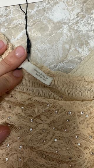 Top Zara S Rosa Claro Strass Encaje Nuevo