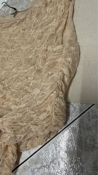 Top Zara S Rosa Claro Strass Encaje Nuevo