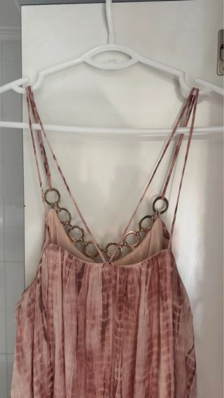 Vestido Zara Tie Dye Arandelas Rosa Talla M