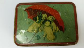 Caja metálica vintage perros paraguas