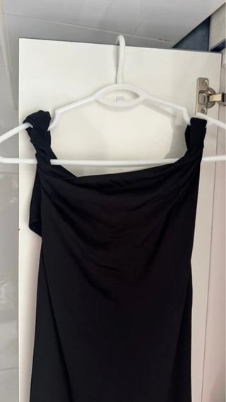 Vestido Midi Negro Zara Talla M Satinado