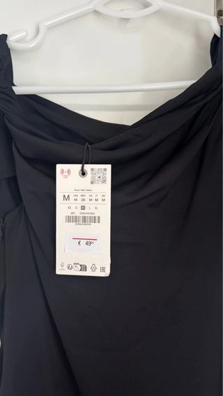 Vestido Midi Negro Zara Talla M Satinado