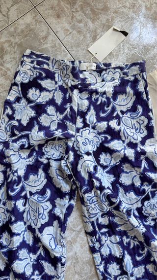 Pantalón Zara Estampado Azul y Blanco Talla M