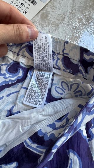 Pantalón Zara Estampado Azul y Blanco Talla M