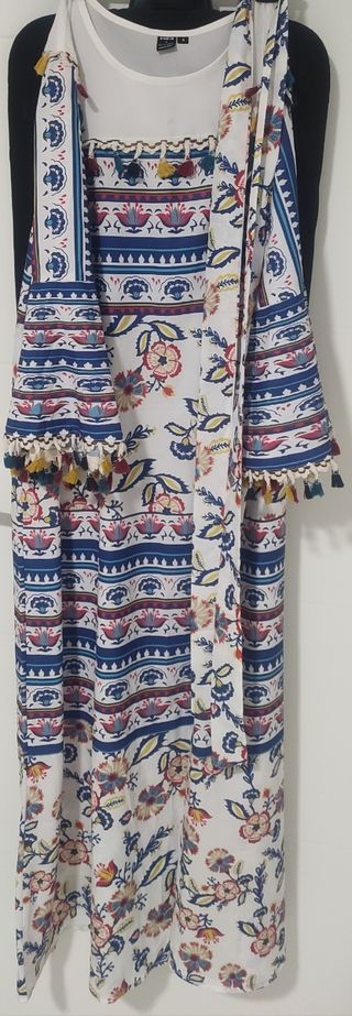 Vestido Largo Boho Kimono con Borlas