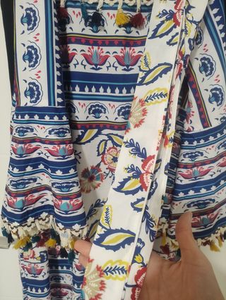 Vestido Largo Boho Kimono con Borlas