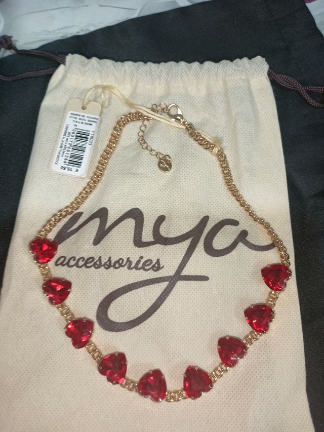 Collana MyaAccessories cuori rossi oro