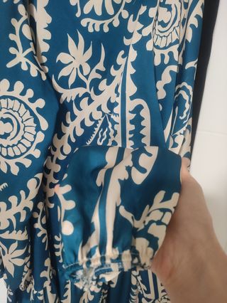 Vestido Largo Satinado Estampado Boho