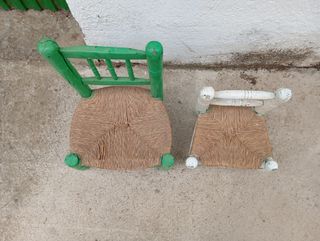 2 Sillas Niños Madera Antiguas