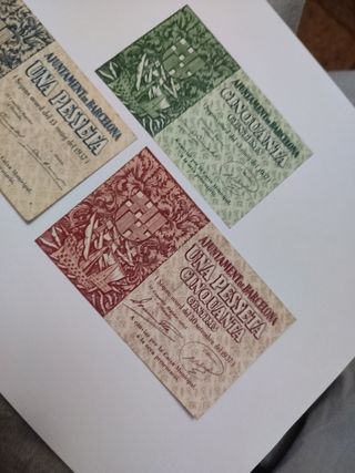 Billetes Guerra Civil Española Barcelona 1937