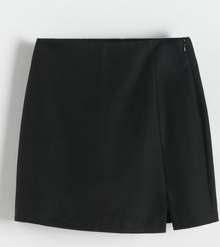 Falda pantalón mujer, negra, con raso lateral 