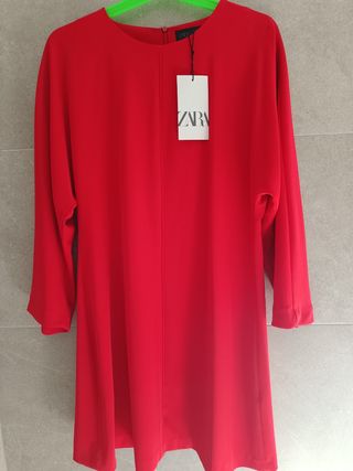 Vestido rojo Zara crepe