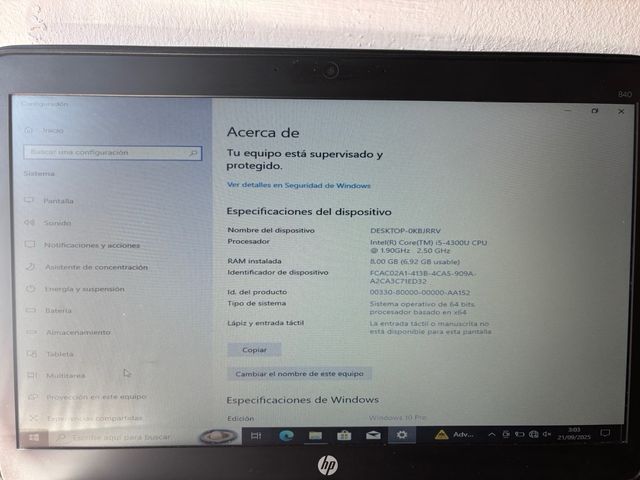 Portátil HP 840 G2 Core i5 8GB RAM