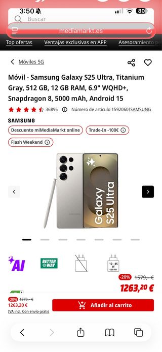 Samsung S25 Ultra 512GB Gris