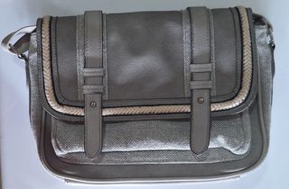 Bolso de hombro mujer gris y beige
