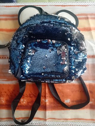 Mini zaino con paillettes e orecchie