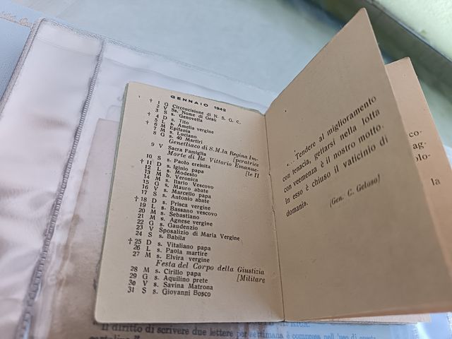 Calendario tascabile 1942 Comando Militare