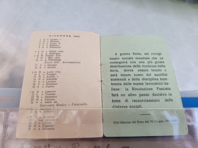 Calendario tascabile 1942 Comando Militare