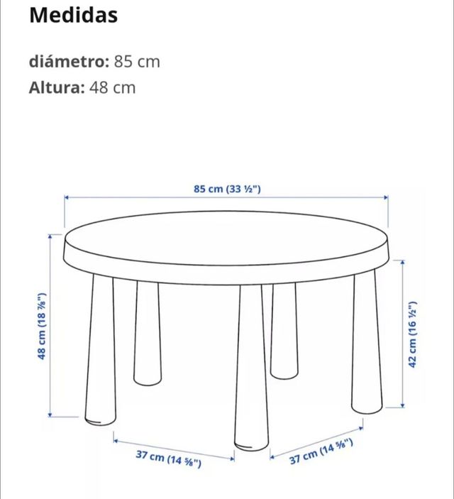 Mesa mammut Ikea redonda para niños 