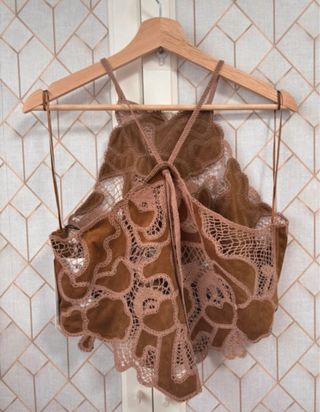 Top Zara Antelina y Crochet Talla Única
