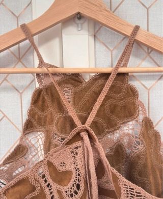 Top Zara Antelina y Crochet Talla Única
