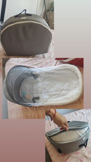 Cambiador portátil con mosquitera y juguetes