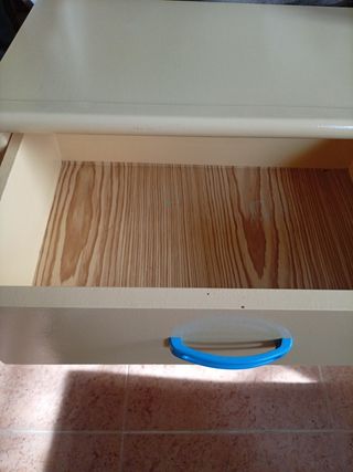 Cajonera Beige con Tiradores Azul y Rojo