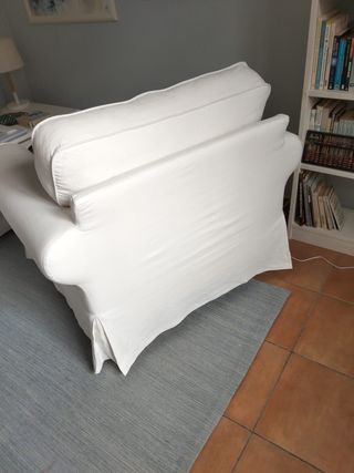 Sofá de tela algodón 100% blanco desenfundable.