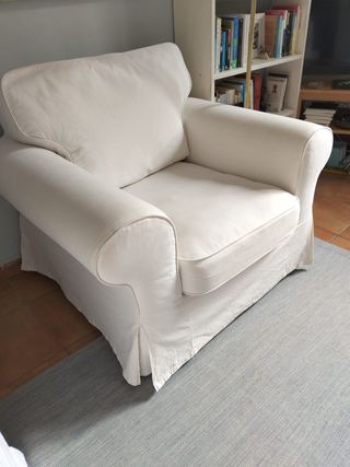 Sofá de tela algodón 100% blanco desenfundable.