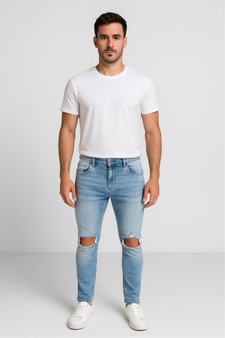 Pantalón vaquero SikSilk desgastado azul
