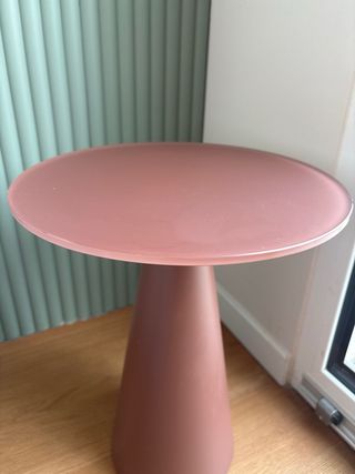 Tavolo d'appoggio in vetro smerigliato terracotta