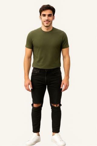 Pantalones vaqueros SikSilk negros rotos