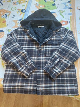 Camisa cuadros acolchada capucha T.13/14