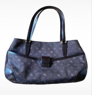 Borsa in tela marrone Etro con logo del marchio inciso. 