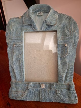 Cornice portafoto in ceramica stile jeans