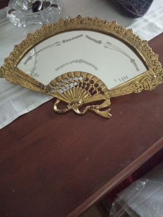 Abanico Espejo Dorado Decorativo