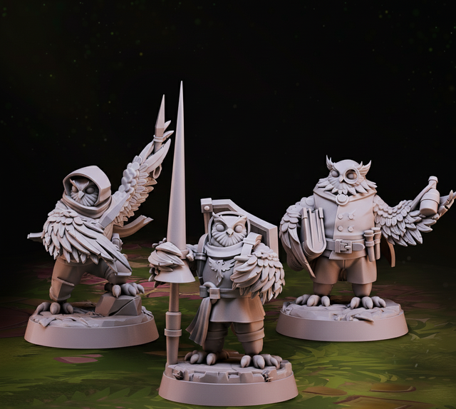 Miniaturas Hombres Búho Fantasía Rol D&D