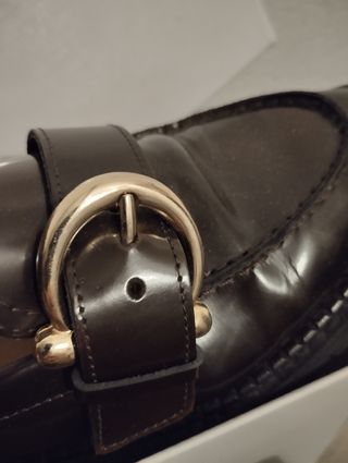 Zapatos Mocasines Negros Hebilla Dorada