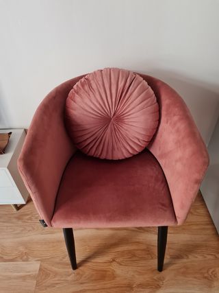 Juego de 2 sillones de terciopelo rosa