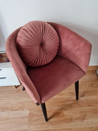 Juego de 2 sillones de terciopelo rosa