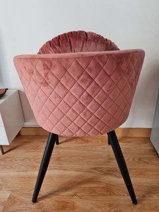Juego de 2 sillones de terciopelo rosa