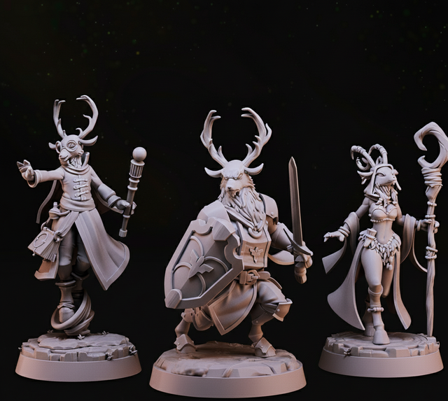 Pack 3 Miniaturas Hombres-Ciervo D&D