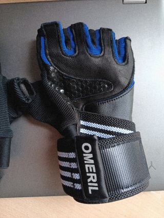 Guantes de gimnasio OMERIL negros y azules