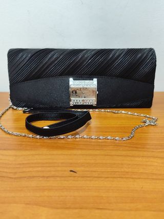 Pochette TSL nera con orologio