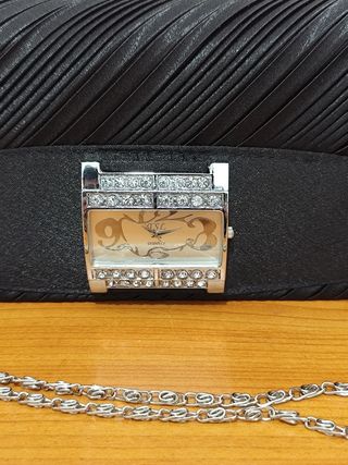 Pochette TSL nera con orologio