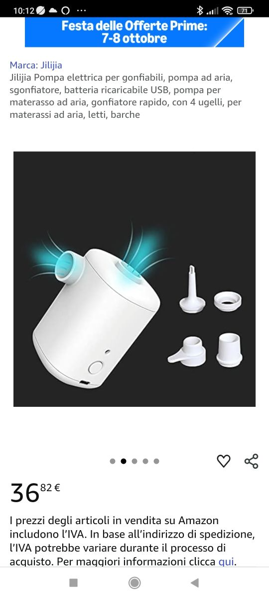 Pompa elettrica Jilijia USB ricaricabile