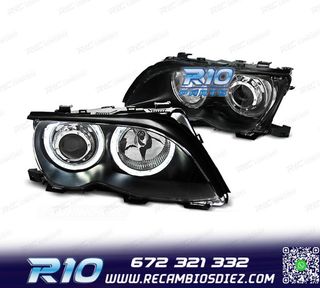 FAROS BMW E46 OJOS ANGEL LED CCFL 4 PUERTAS 01-05 FONDO NEGR