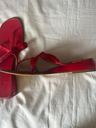 Sandalias rojas flor bordada T39